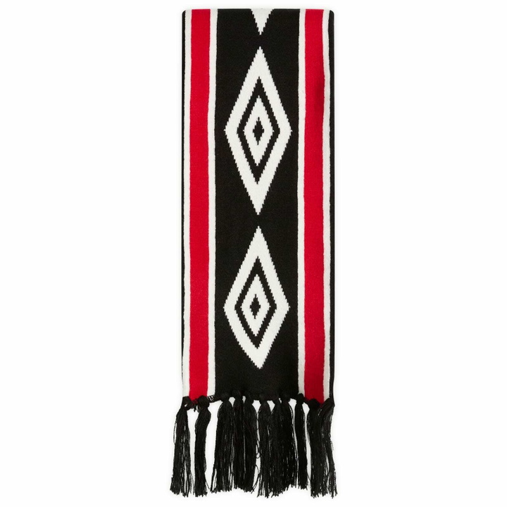 Photo: Umbro Men's Diamond Intarsia Knit Scarf in Black/Chili Pepper/White 