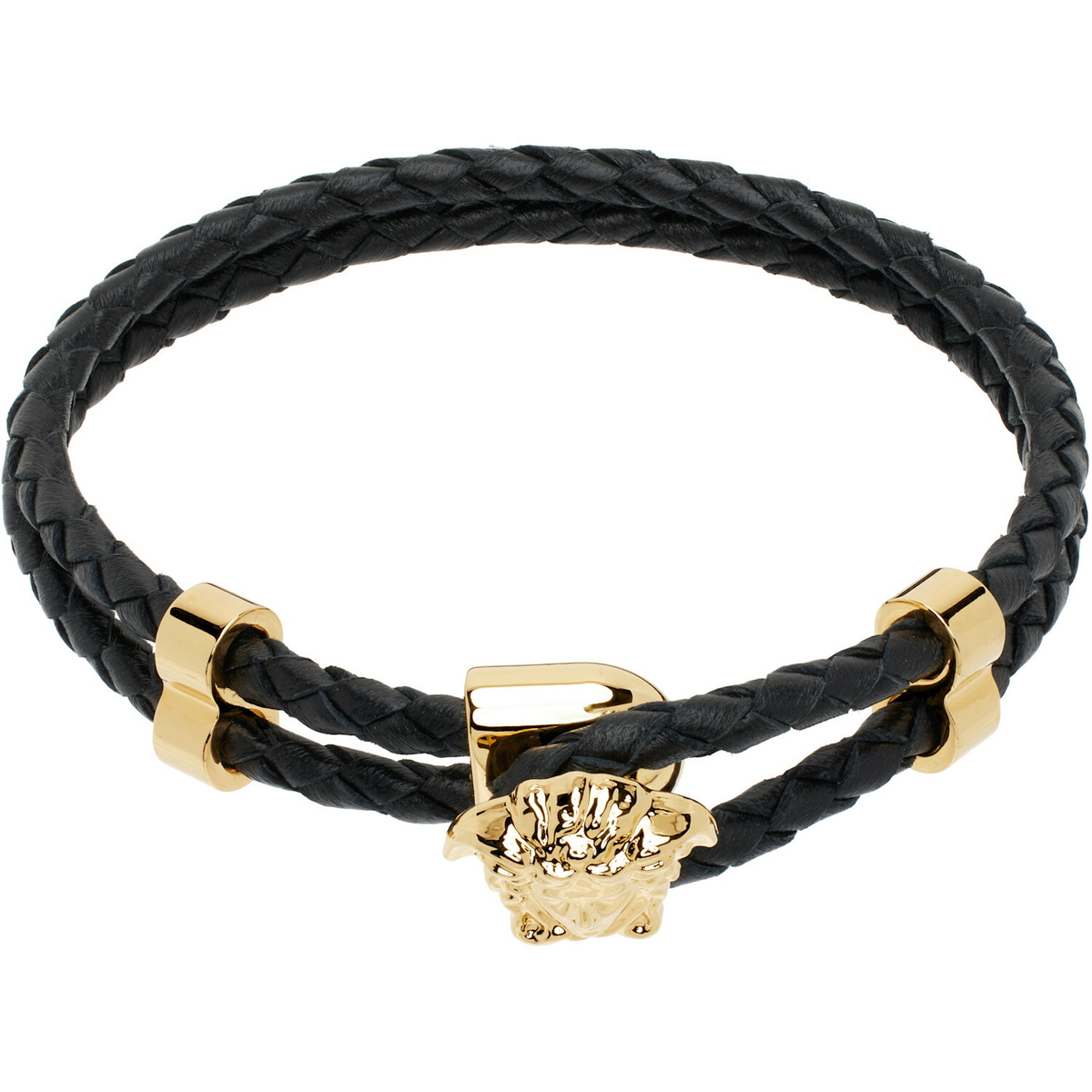 Versace Black 'La Medusa' Leather Bracelet