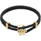 Versace Black 'La Medusa' Leather Bracelet