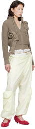 OPEN YY Taupe Applique Knit Zipup Sweater