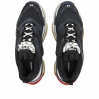 Balenciaga Men's Triple S Sneakers in Black/White/Red