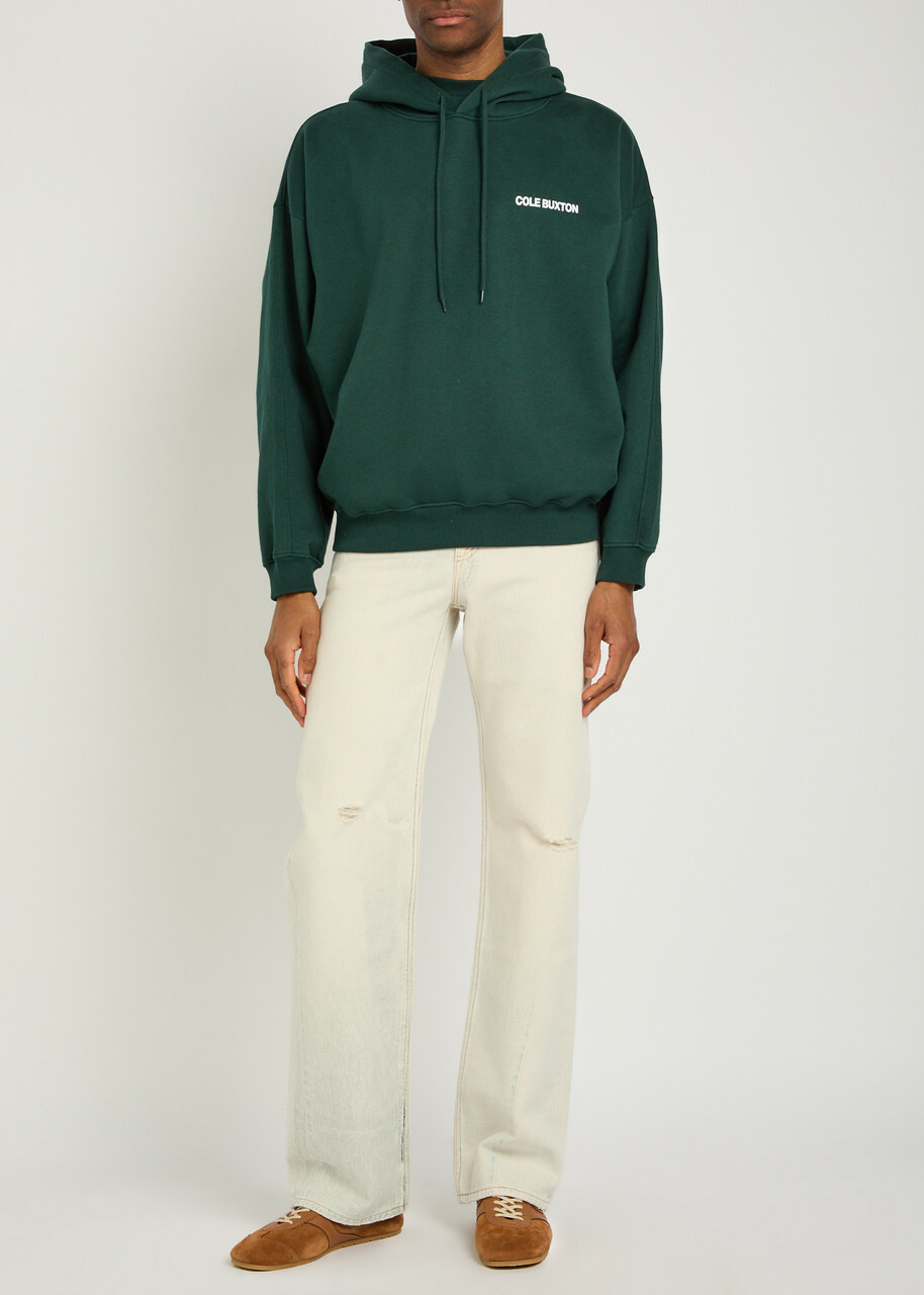 Cole Buxton Sportswear Hooded Printed Cotton Sweatshirt Green