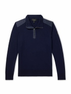 Belstaff - Kilmington Shell-Trimmed Merino Wool Half-Zip Sweater - Blue