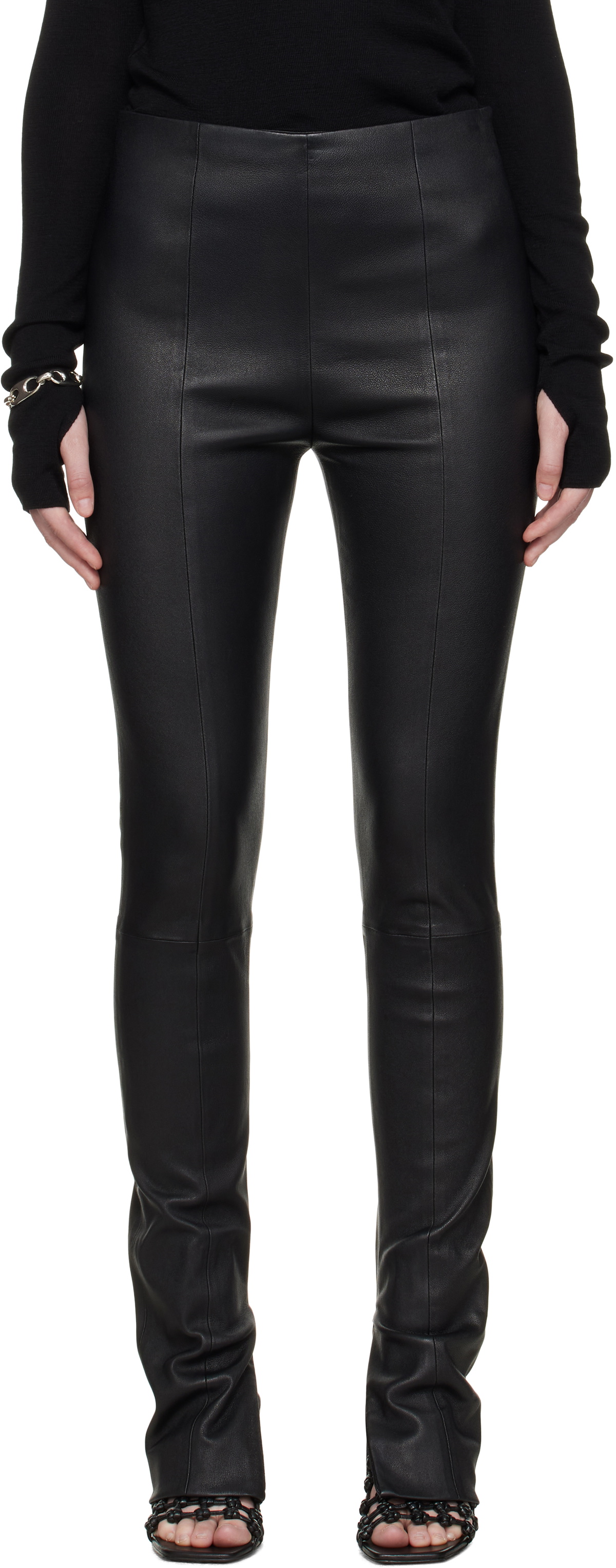 R2W Black Lega Leather Pants
