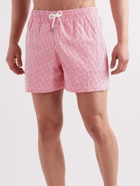 Canali - Straight-Leg Short-Length Striped Seersucker Swim Shorts - Red