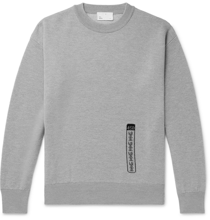 Photo: 4SDesigns - Logo-Print Virgin Wool Sweater - Gray