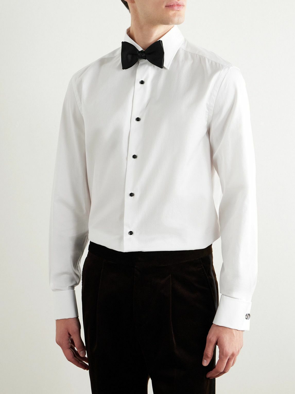 Brunello Cucinelli - Cotton-Poplin Tuxedo Shirt - White Brunello Cucinelli