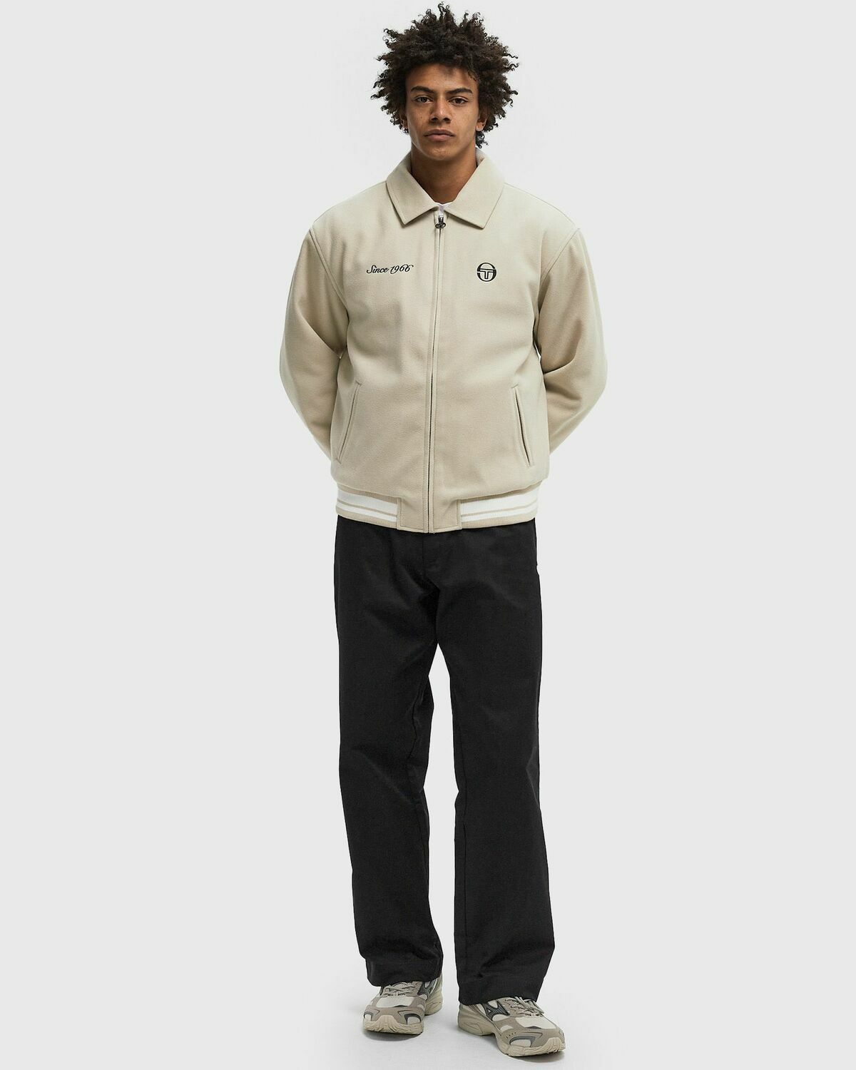 Sergio Tacchini BOROTRA VARSITY JACKET Beige Mens Bomber Jackets/College Jacket