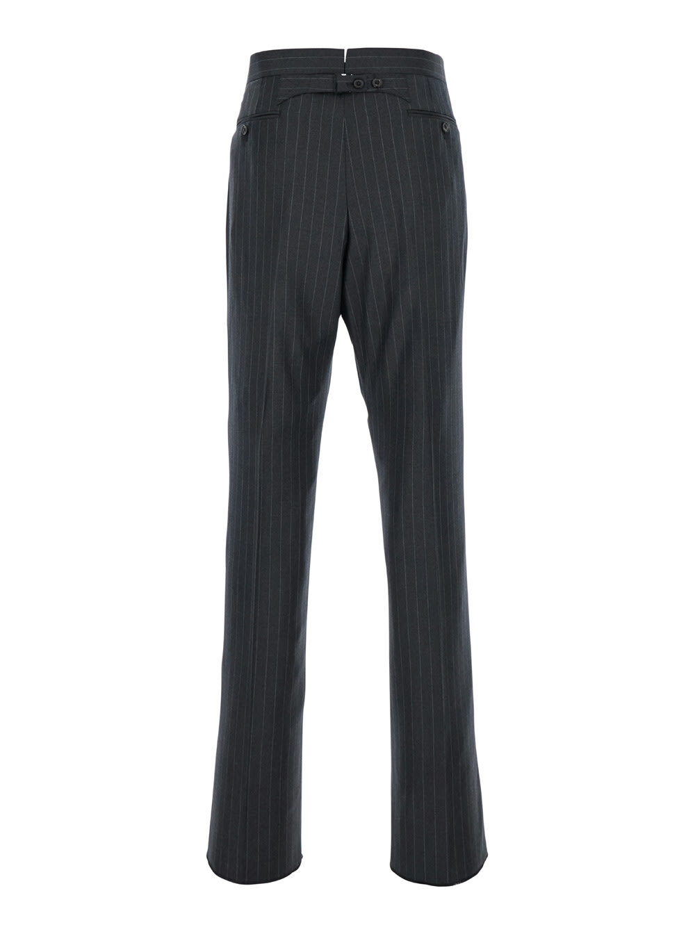 Thom Browne Grey Pinstripe Pants With Concealed Closure In Wool Man