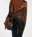 Saint Laurent Fringed leopard-print wool scarf