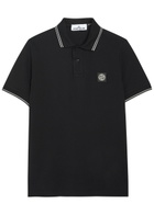 Stone Island Logo-appliquéd Piqué Cotton Polo Shirt Black