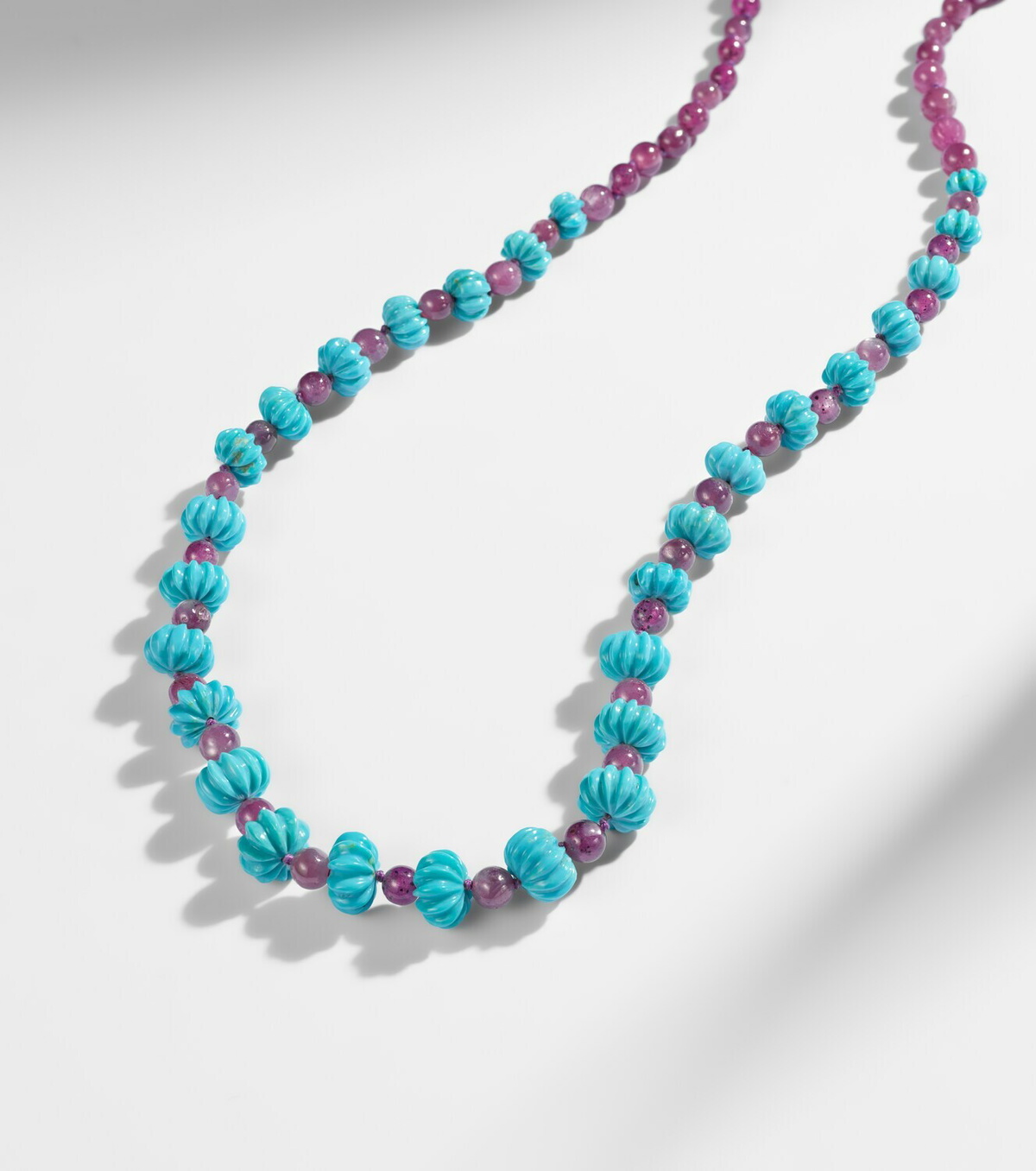 Ileana Makri Beaded necklace with turquoises and rubies