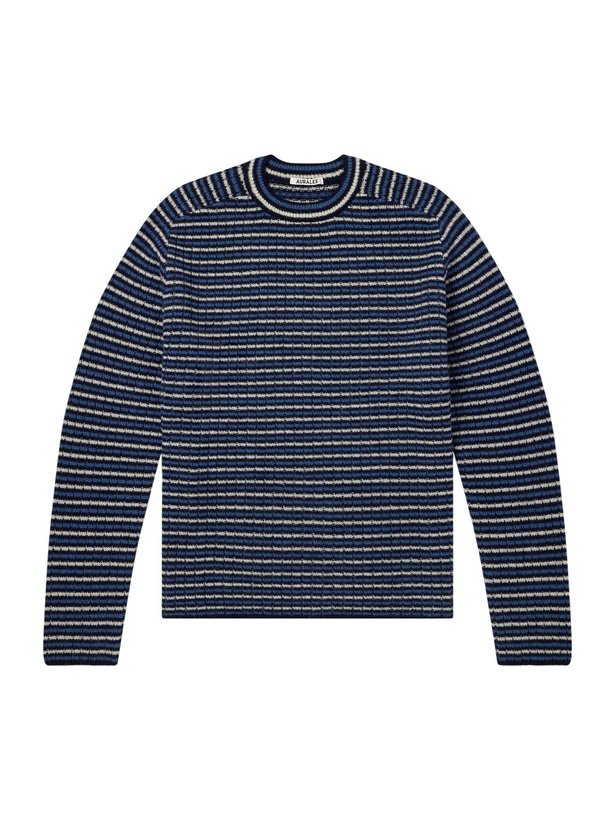 Photo: Auralee - Striped Ribbed Wool and Cashmere-Blend Sweater - Blue
