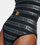 Balmain Logo one-shoulder swimsuit