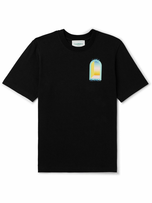 Photo: Casablanca - L'Arc Colore Logo-Print Organic Cotton-Jersey T-Shirt - Black