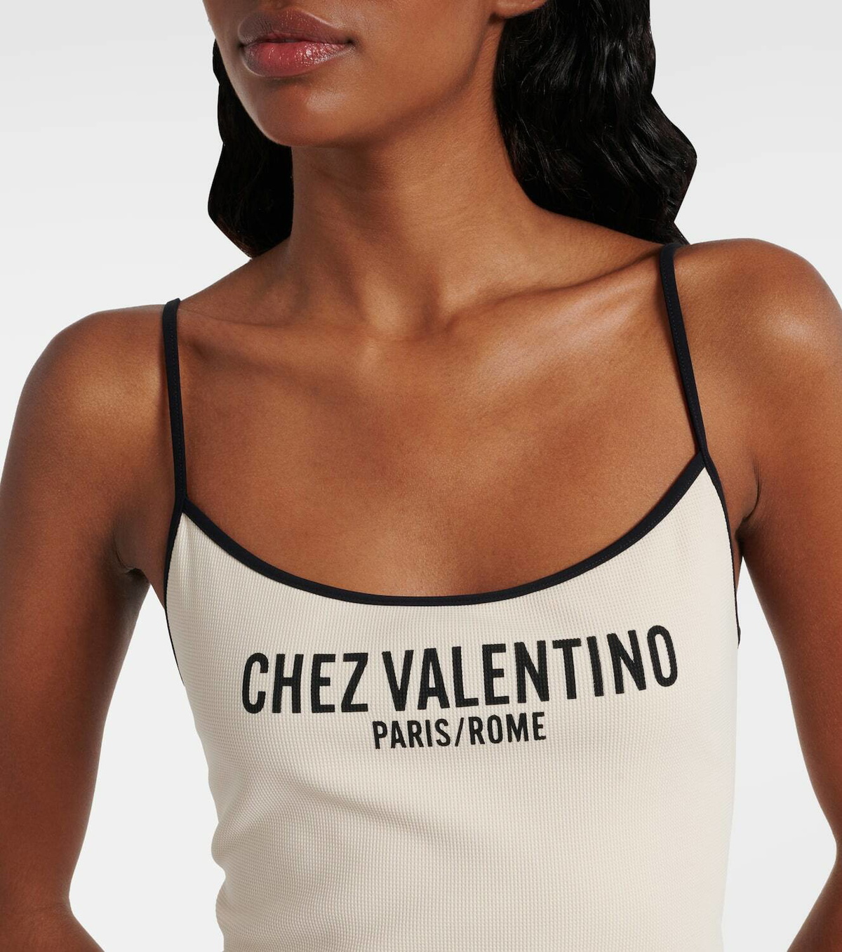 Valentino Logo printed piqué swimsuit