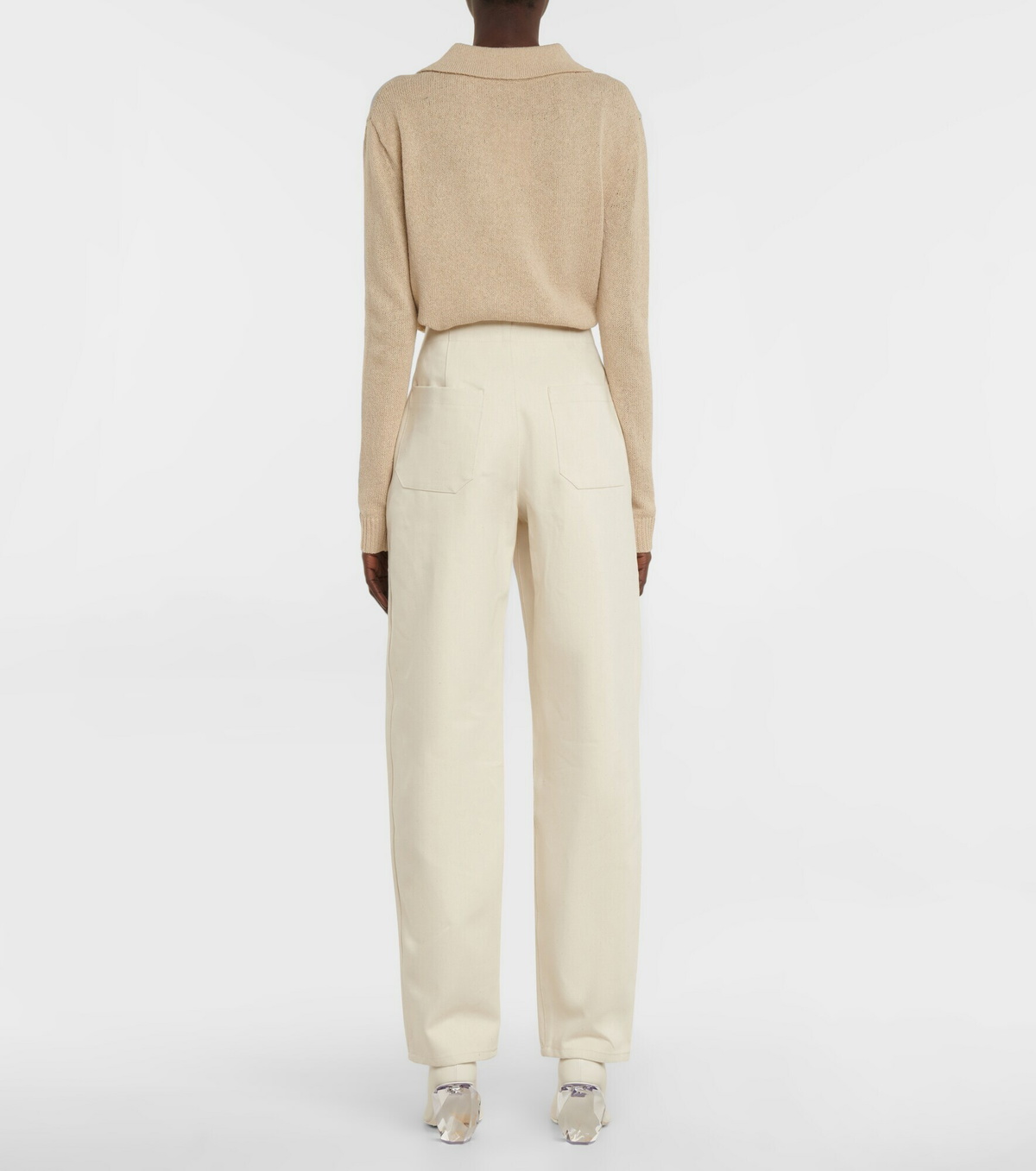 Deveaux New York - Opal high-rise straight cotton pants