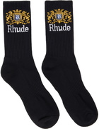 Rhude Black Crest Logo Socks