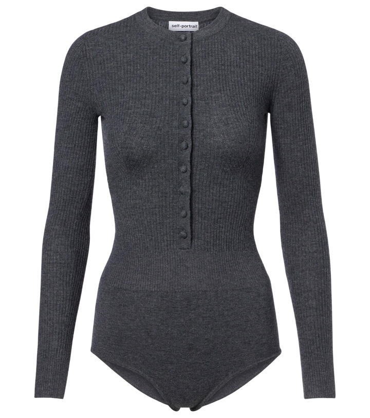 Photo: Self-Portrait Ribbed-knit wool bodysuit