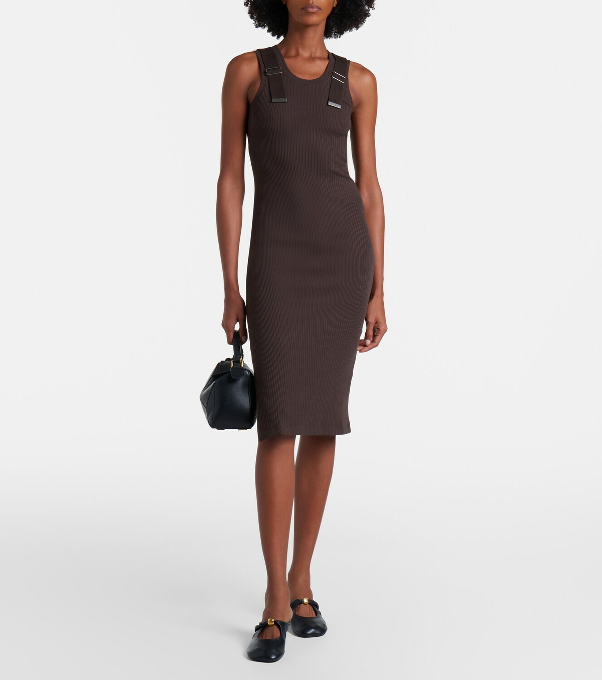 Loewe Ribbed-knit cotton-blend midi dress