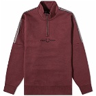 Fred Perry Authentic Men's Taped Half Zip Track Top in Oxblood