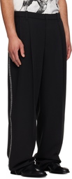 Hugo Black Pleat-Front Whipstitch Detail Trousers.