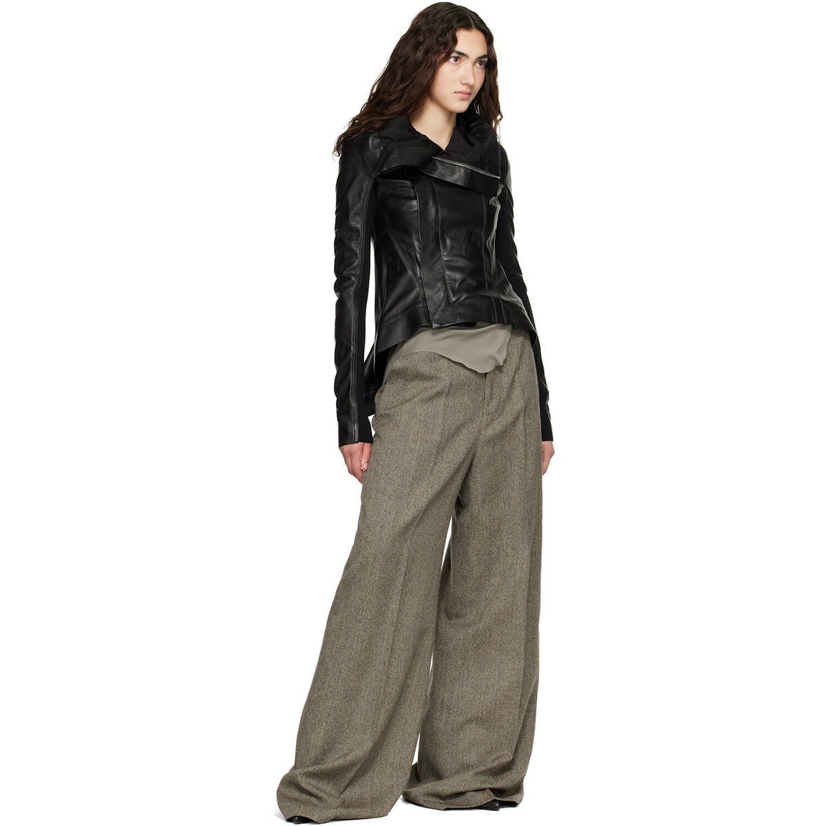 Rick Owens Black Tower Naska Biker Leather Jacket