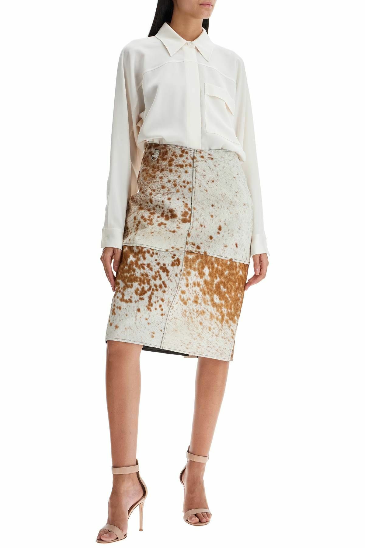 SAKS POTTS "leopard print midi skirt Beige