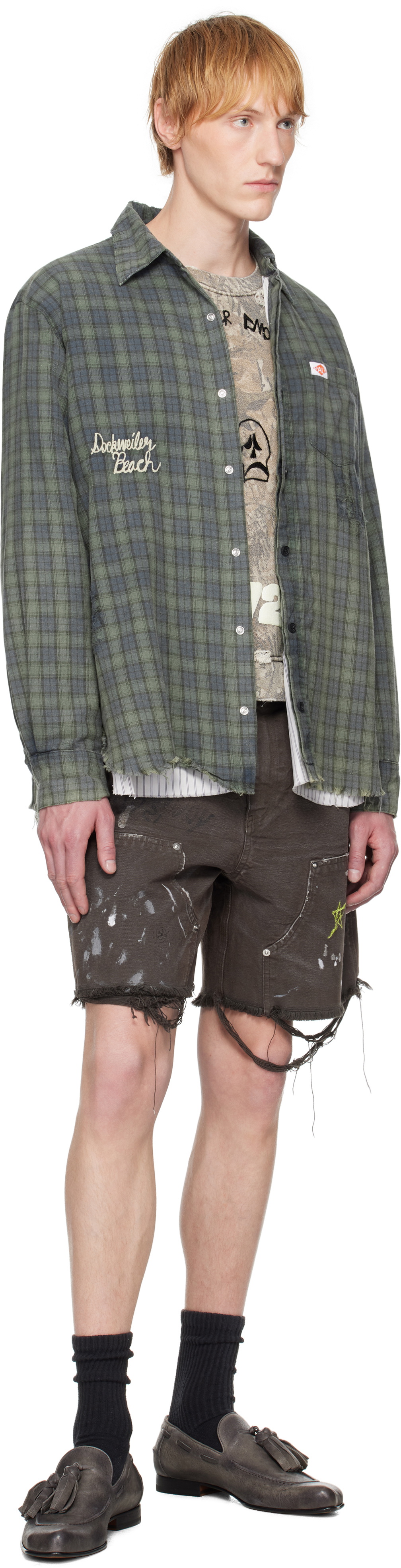 PALY Green & Blue 'Dockweiler' Flannel Overshirt