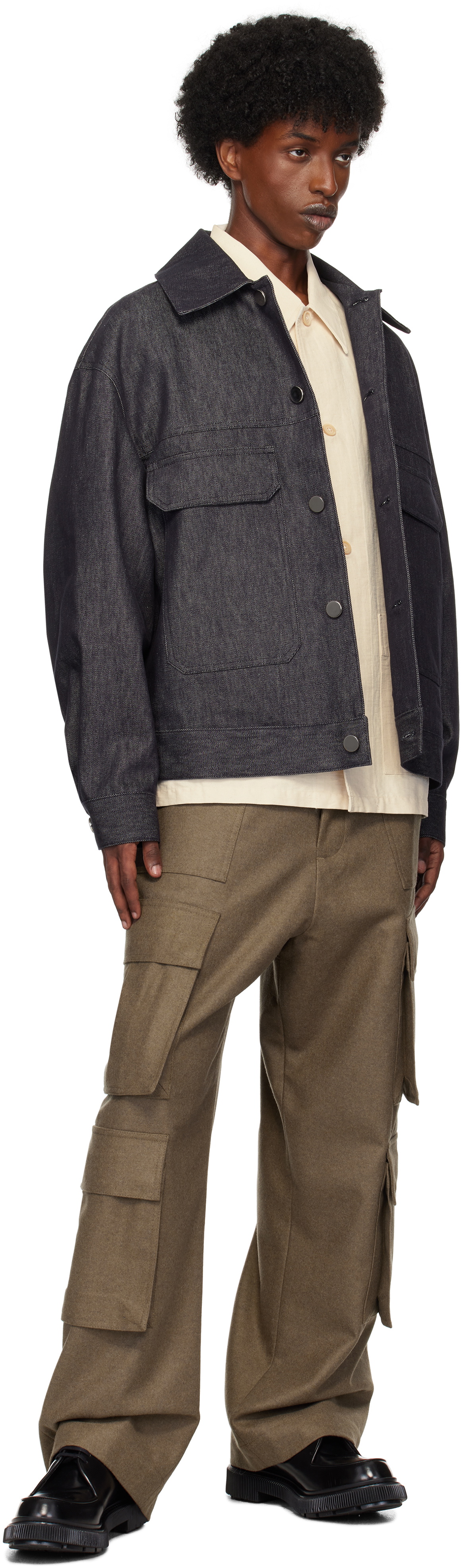 Lownn Navy Denim Workwear Jacket