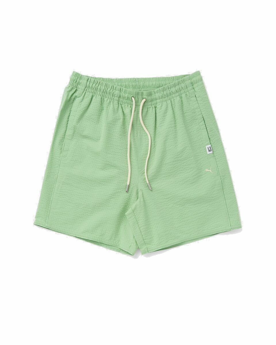 Photo: Puma Mmq Seersucker Shorts Green - Mens - Casual Shorts