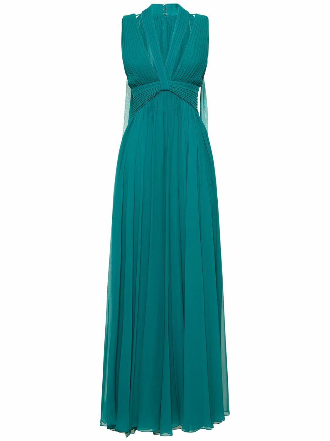 ELIE SAAB - Silk Chiffon Halterneck Long Dress Elie Saab