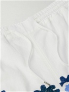 A Kind Of Guise - Volta Straight-Leg Embroidered Slub Cotton Drawstring Shorts - White