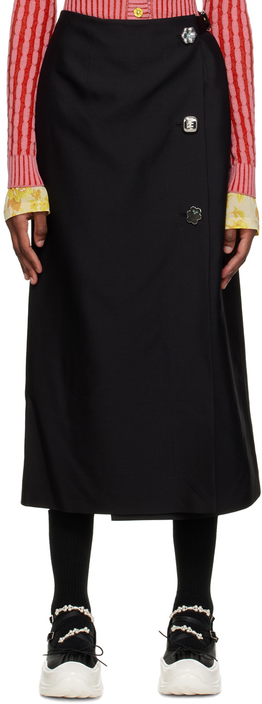 MINJUKIM Black Wrap Maxi Skirt