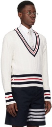 Thom Browne Off-White Cable Knit Sweater