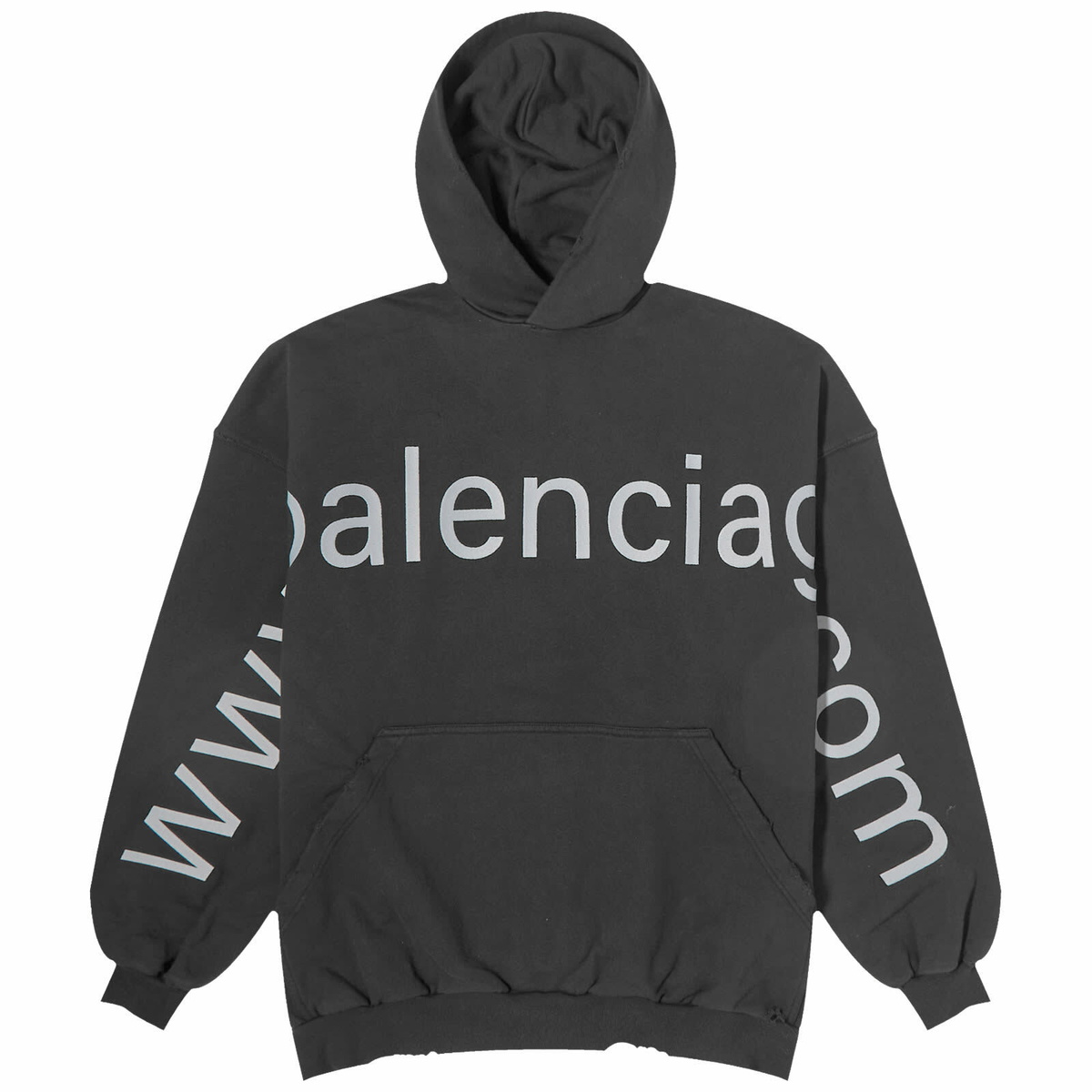 Balenciaga Men s Dot Com Popover Hoodie in Washed Black Grey