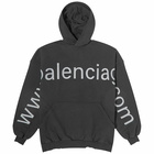 Balenciaga Men's Dot Com Popover Hoodie in Washed Black/Grey