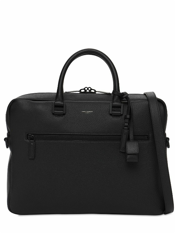 Photo: SAINT LAURENT - Logo Detail Leather Briefcase
