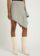 Staud Veer Asymmetric Cable-knit Wool-blend Skirt Grey
