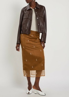 Rohe Pearl-embellished Silk-organza Midi Skirt Bordeaux
