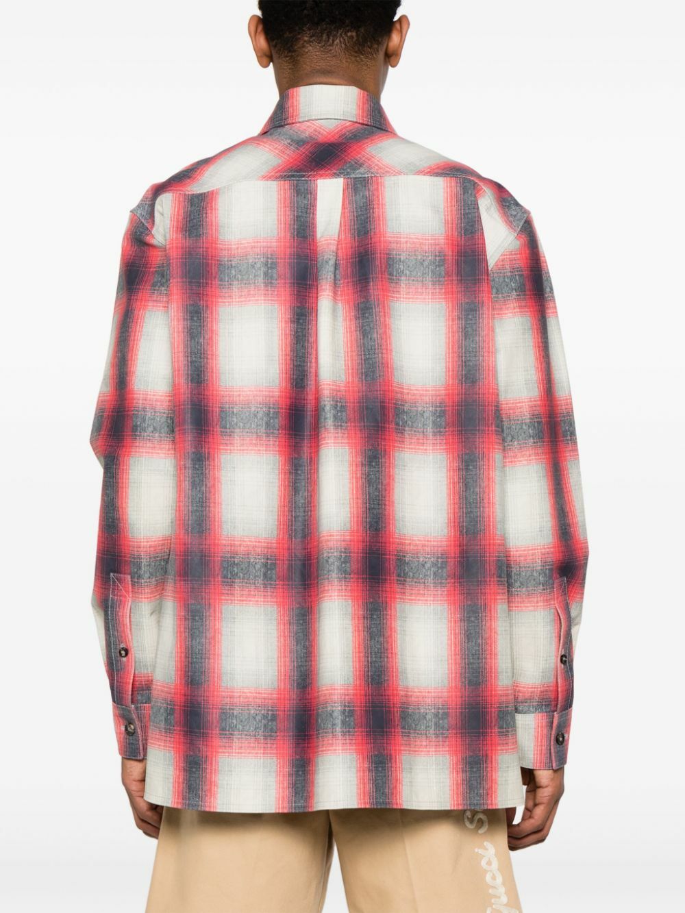Bottega Veneta Grey Plaid-Check Leather Shirt Bottega Veneta