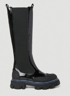 GANNI Patent Knee High Chelsea Boots
