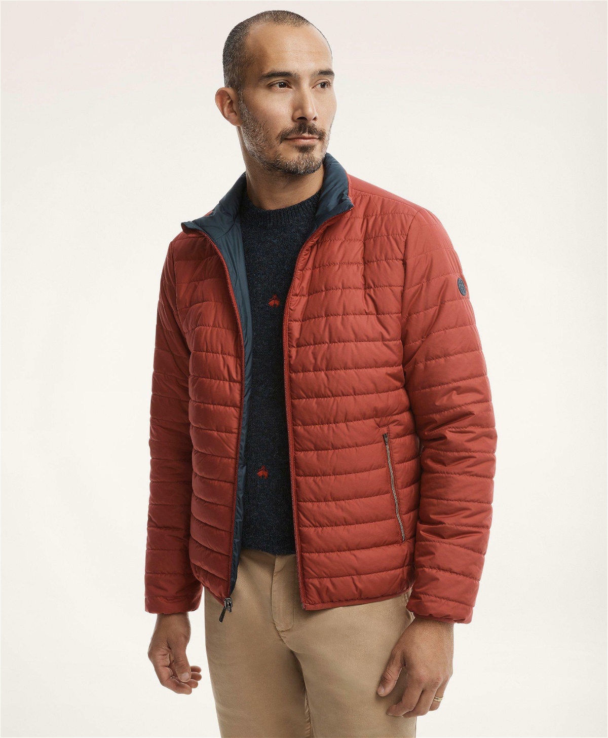 Photo: Brooks Brothers Men's Reversible Down Puffer Jacket | Red
