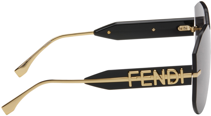 Fendi Black and Gold Sunglasses with Gold detail s-l400.jpg main image 2