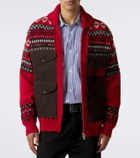 Junya Watanabe Suede-trimmed wool zip-up cardigan