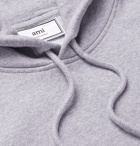 AMI - Logo-Appliquéd Mélange Loopback Cotton-Jersey Hoodie - Gray
