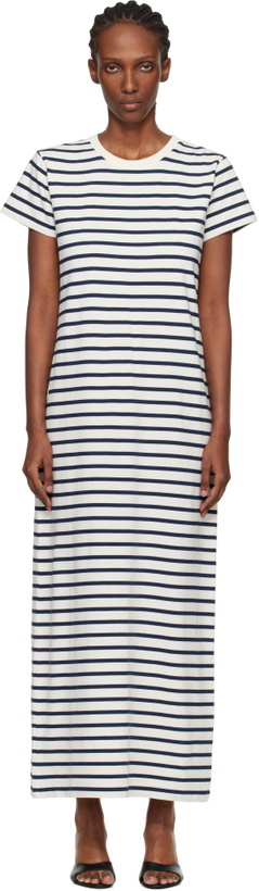 Photo: ANINE BING Off-White & Navy Wynne Stripe Midi Dress