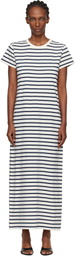 ANINE BING Off-White & Navy Wynne Stripe Midi Dress