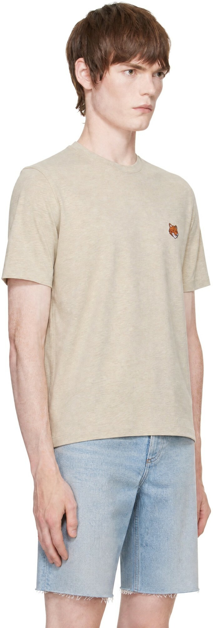 Maison Kitsuné Beige Fox Head Regular T-shirt