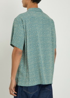 Vowels Deer Printed Rayon Shirt Navy